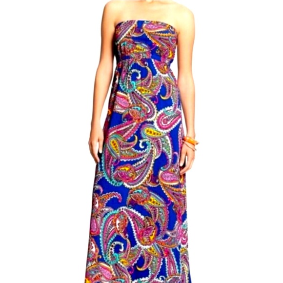 Paisley Strapless Maxi Dress - Picture 3 of 7